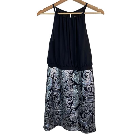 Laundry by Shelli Segal Women's Size 6 Black Silver Sequin Mini Cocktail Dress - Picture 1 of 6